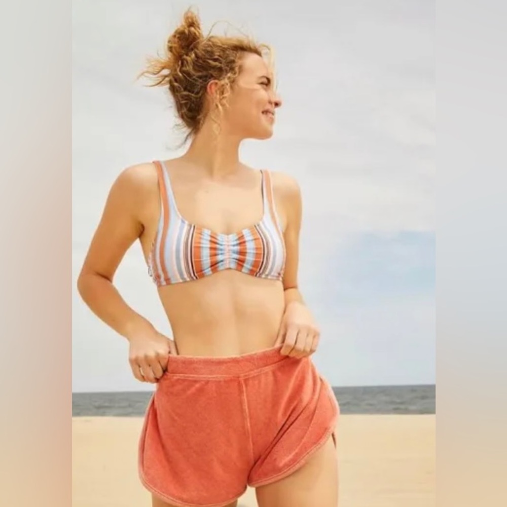 Nwot Free People Movement Orange Catching Rays Terry Shorts Size Medium